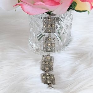 VINTAGE BRIDAL ART DECO RHINESTONE BRACELET